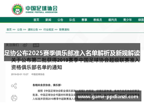 足协公布2025赛季俱乐部准入名单解析及新规解读